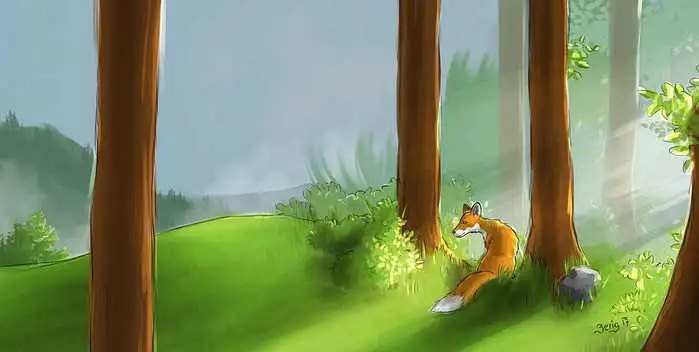 Uma raposa na floresta